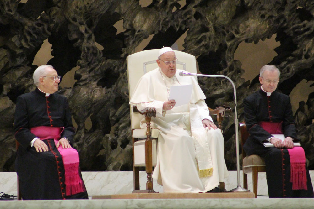 Papst Franziskus spricht bei der Generalaudienz