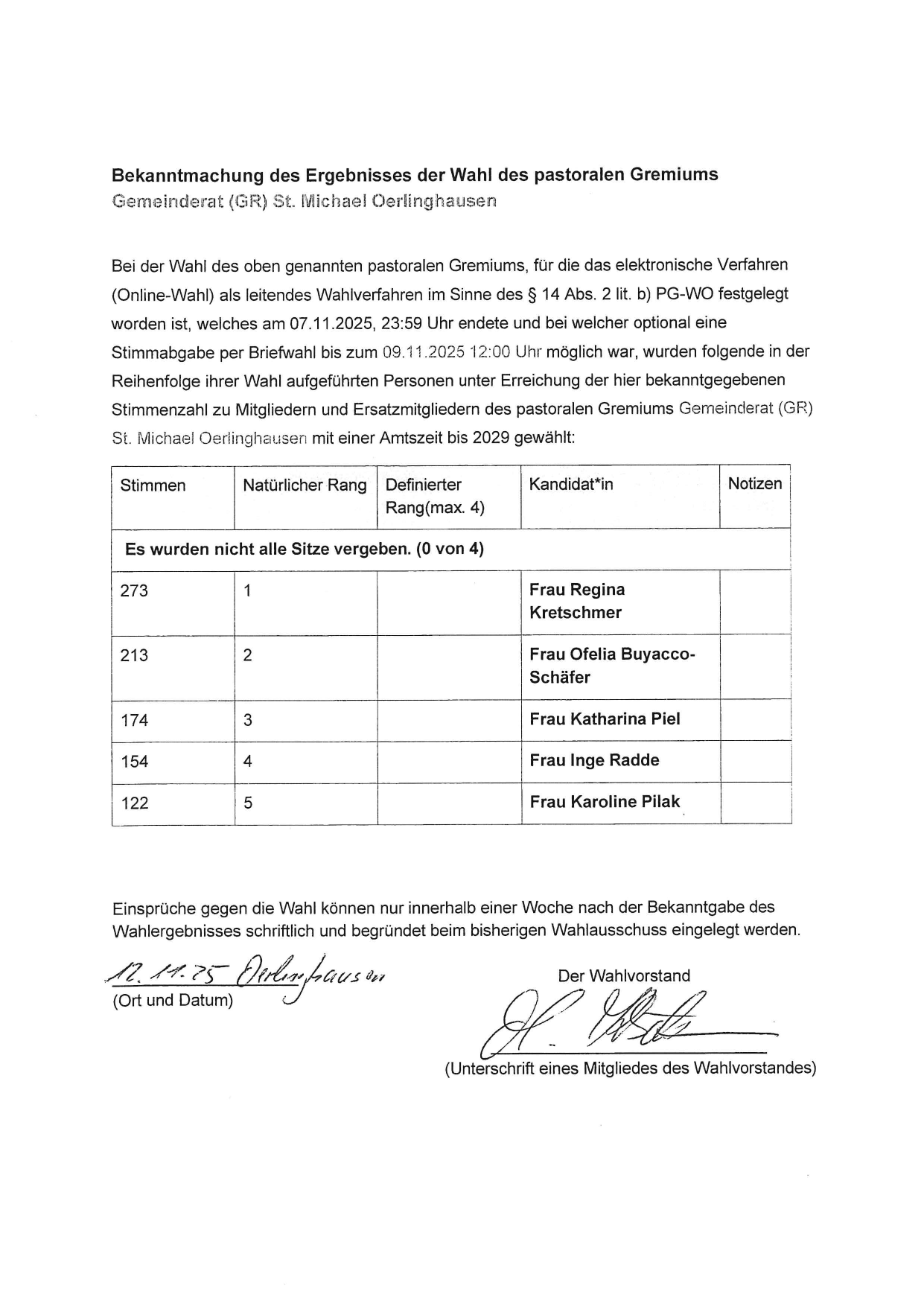 Bekanntmachung GR St. Michael