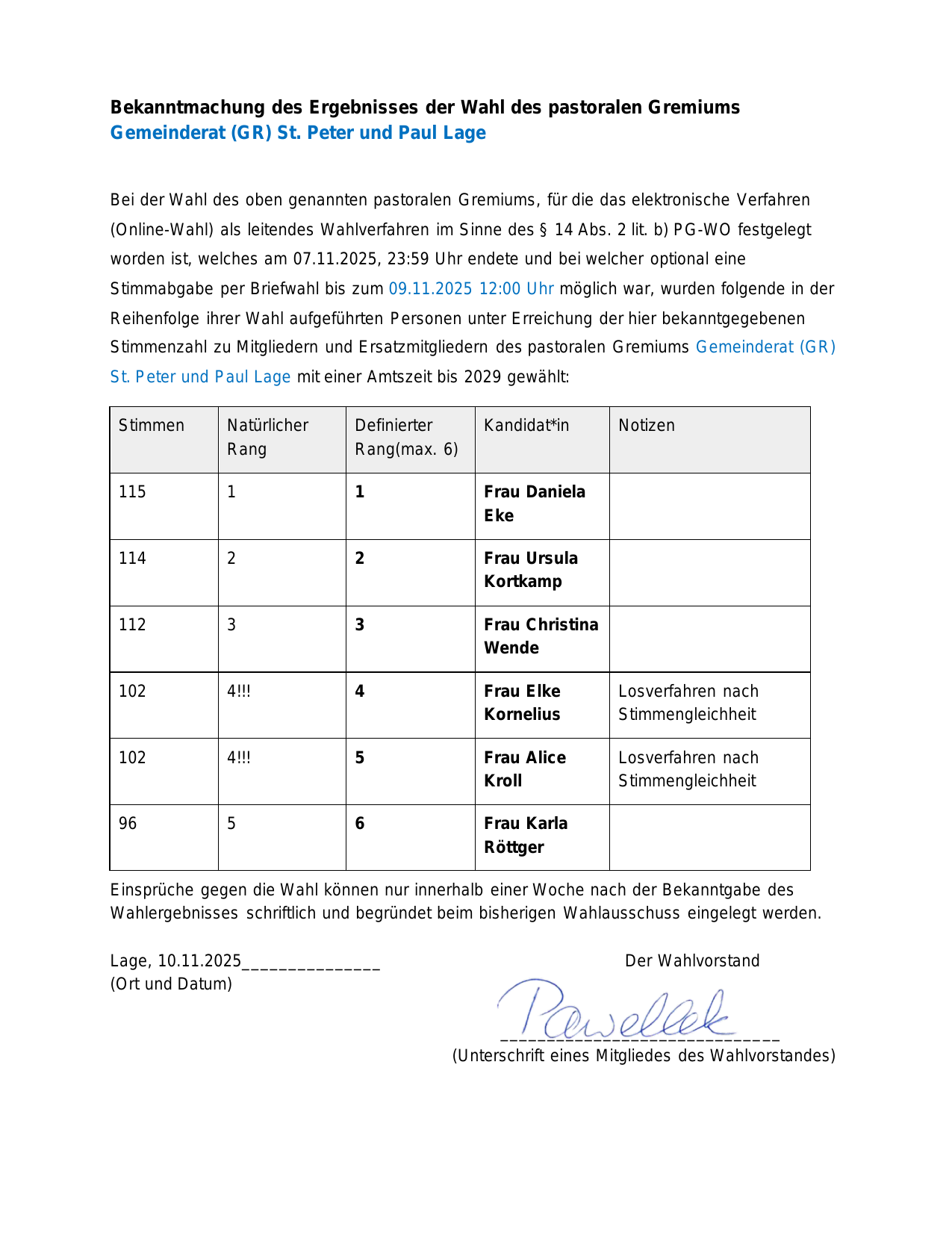 Bekanntmachung GR St. Peter und Paul