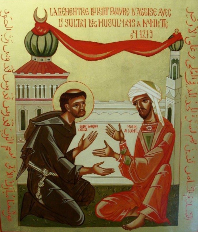 Moderne Ikone der Sultan-Begegnung aus dem Atelier der Klarissen von Jongny