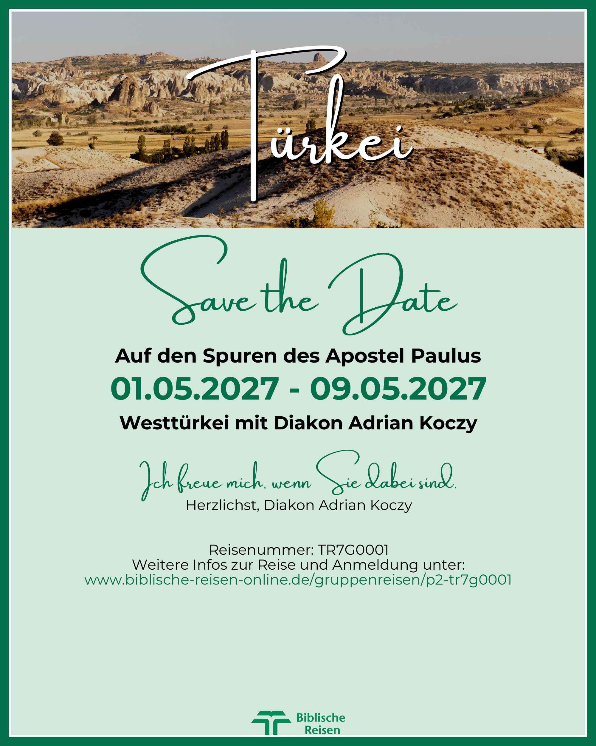 Save The Date 01.05.2027-09.05.2027 Westtürkei auf den Spuren des Apostel Paulus